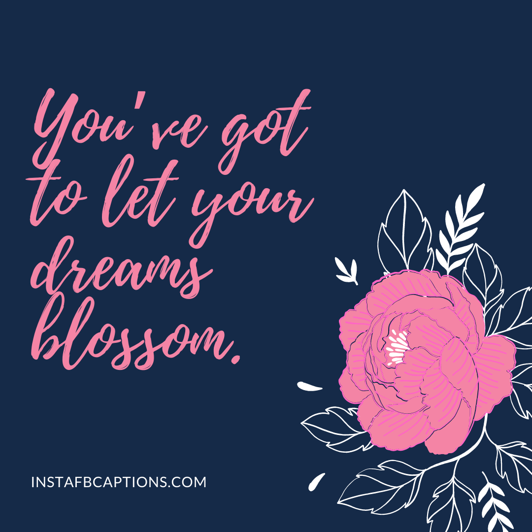 You’ve got to let your dreams blossom.  - Blooming Flower Captions for Instagram - 2023&#8217;s Enchanting Flower Captions for Your Instagram Snapshots