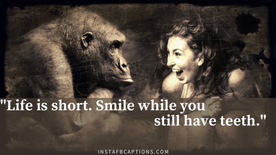 "Life is short. Smile while you still have teeth."  - Funny Dumb Captions  - Stupid Instagram Captions For Dumb Photos In 2023
